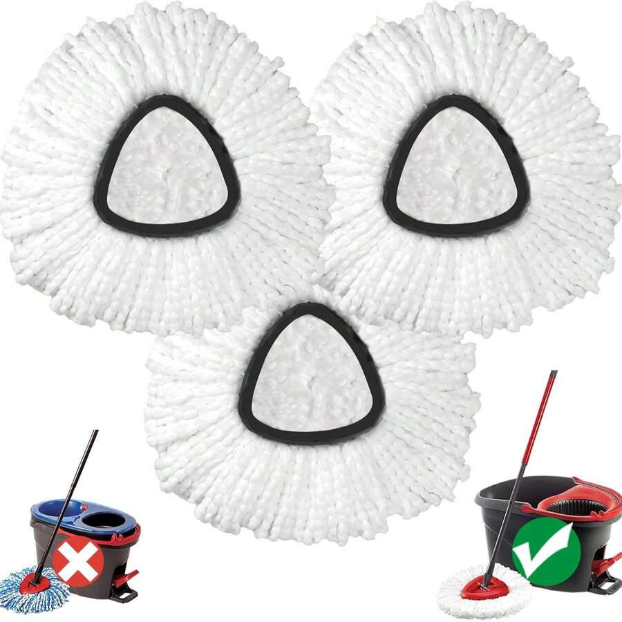 Mop Head Replacement, 3 Pack Spin Mop Refill Replace Head Compatible O Cedar Easywring 1-Tank System, Great Cleaning Power, Microfiber, Helper Housework, Machine Washable Easy-To-Replace, White - trắng - Xem 1