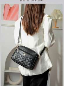 New Luxury Retro Small Square Bag For Women, European And American Classic High-Quality Crossbody Bag, Versatile Commuting And Dating Shoulder Bag, Simple Design Niche Underarm Bag - Black - View 5