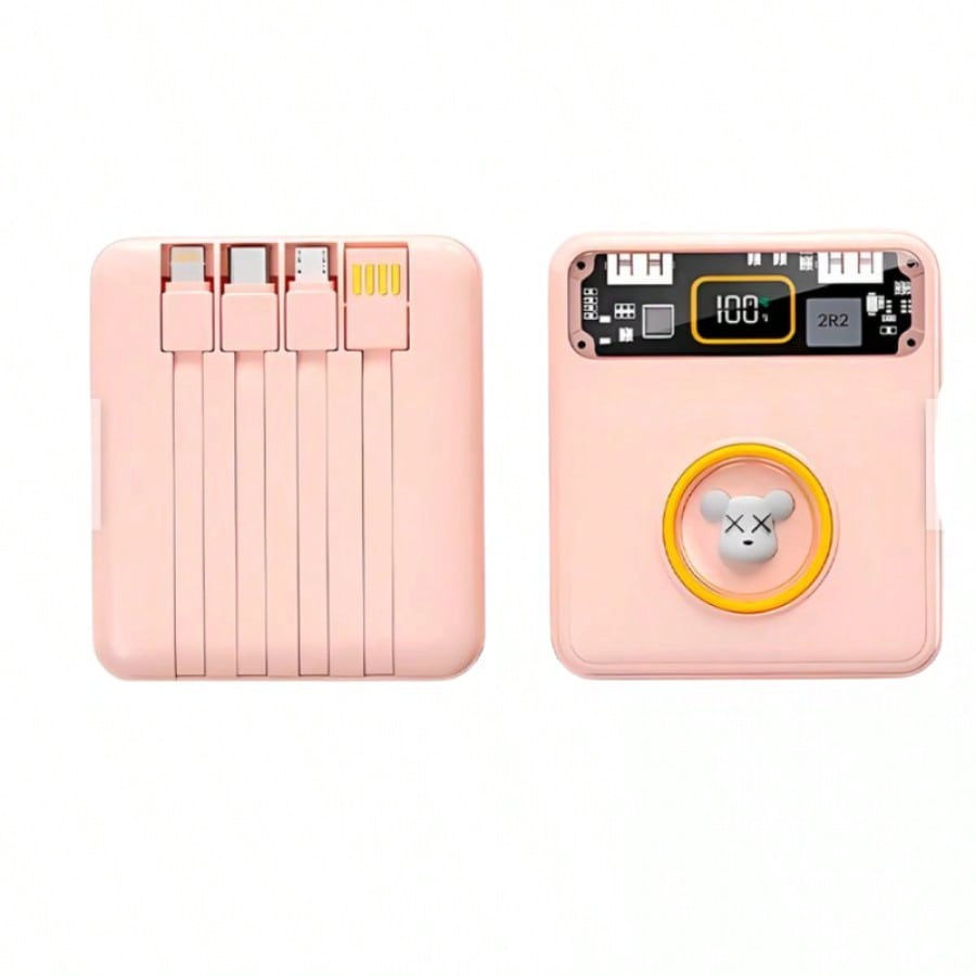 Bateria Externa 10000mAh Carga Rapida 22.5W con 4 Cables Integrados y Pantalla Digital