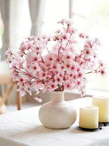 MEHELANY 1Pc Pink Artificial Cherry Blossom Branches Spring Peach Blossom Flowers Silk Plum Blossom Branches Vase Arrangements Faux Cherry Flowers For Woman Gift Table Centerpieces Home Wedding Party Decoration, DIY Craft Items, Anniversaries, Valentine's Day - Pink - View 3