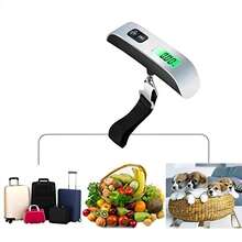 110磅/50公斤数字手持行李秤，带背光液晶显示屏，电池供电，精度0.1英寸，ABS材质，便携式弹簧秤，适合旅行使用