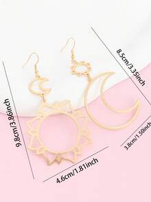 1 Pair Elegant Minimalist Hollow Moon Pendant Earrings For Women, Versatile & Chic, Suitable For Eid Al-Fitr - Gold - View 4