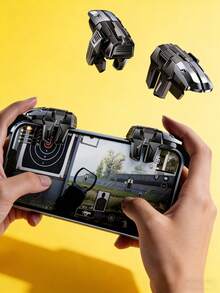 手机游戏扳机键 - 兼容和安卓系统的手机游戏控制器，六指操作一键双控，超灵敏无延迟后坐力控制，游戏按键安装简便，游戏玩家的理想礼物 - 黑色 - 查看 4