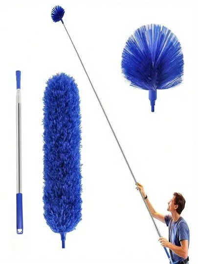 Extendable Stainless Steel Pole Microfiber Duster - Multipurpose, Bendable And Reusable Duster For High Ceilings, Furniture And Tight Spaces - Washable, Great For Home And Car Interior Cleaning