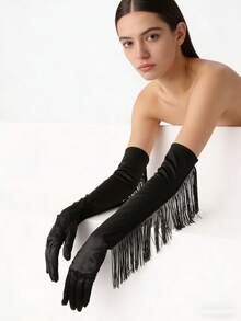 1 双流苏长手套，适合正式场合、派对、舞台表演和礼仪活动。 - 彩色 - 查看 4