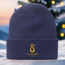1 Piece Galatasaray Logo Knitted Hat - Officially Licensed Badge And Established In 1905, Unisex Winter Hat, Team Colors (Gold/GS Logo), Fan Christmas Gift - 淺灰色 - 查看 5