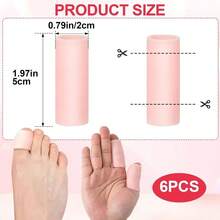 6pcs Gel Finger Sleeves, Elastic Tube Silicone Finger Support Sleeve, Soft Hand Cushions Protector Reliefing Hands Cracking - Purple - Skin Color - View 4