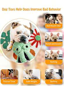 1件宠物用品大章鱼，耐咬磨牙减压工具，带声音的大型毛绒玩具章鱼 - 彩色 - 查看 7