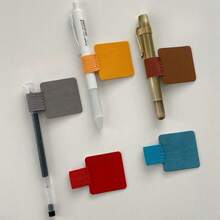 1pc Universal Loose-Leaf Notebook Accessories, Self-Adhesive Pen Clip, Elastic Band, PU Leather Pen Holder - Multicolor - View 2