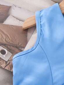 2件套女童优雅纯色蝴蝶结装饰吊带背心和短裤套装，夏季