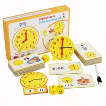 Wooden Early Education Clock Time Learning Set, Grade 1-2 Time Recognition Enlightenment Tool, Home Classroom Time Conversion Training Equipment, Cross-Border Compliant Set - Multicolor - View 7