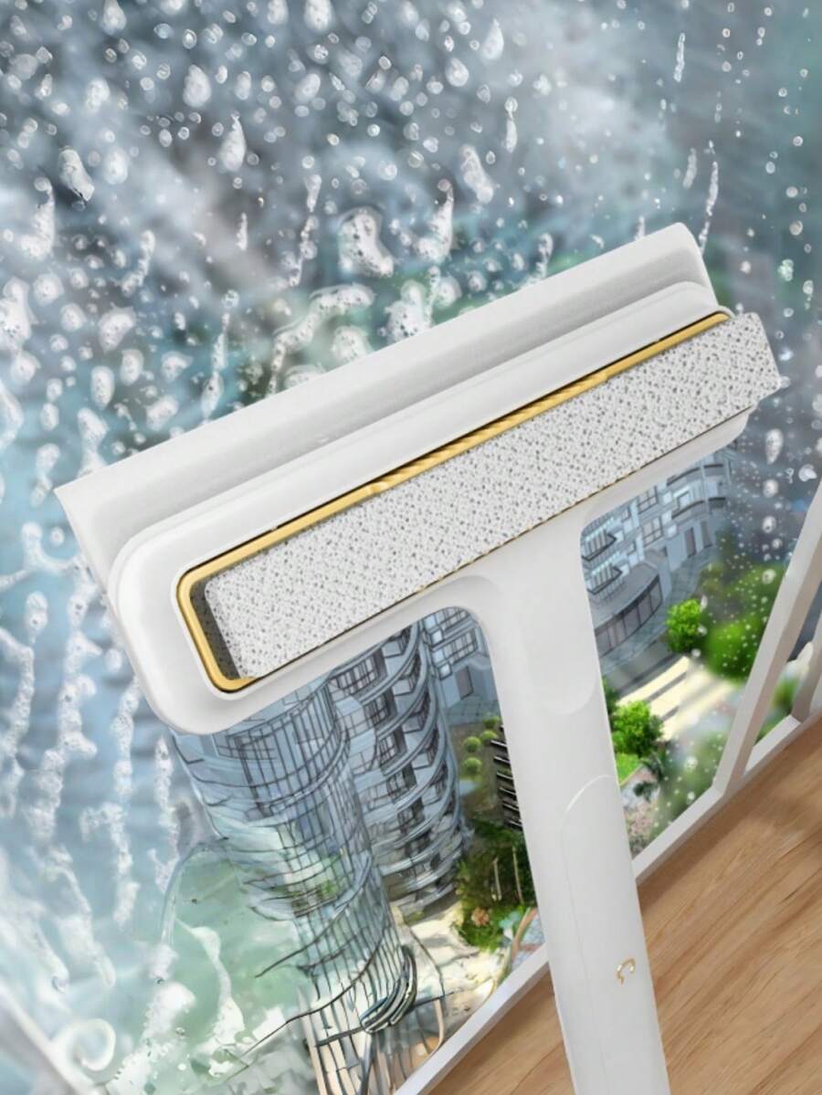 2pcs 4-In-1 Window Cleaning Tool, Household Glass Scraper With Detachable Squeegee, Sponge Brush, Suitable For Cleaning Services