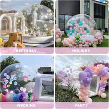 Casa inflable de burbujas de 10 pies con fondo de rebote casa de globos de burbujas con soplador de aire y bomba de aire cúpula inflable para fiesta - Transparente - Ver 6