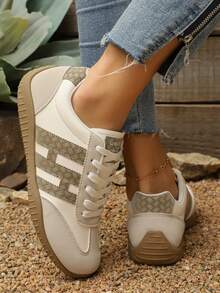 2026新款复古德式休闲运动鞋，男女皆宜的低帮平底系带运动鞋 - 米色 - 查看 3