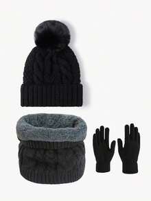 1件或2件男女通用针织帽手套套装，时尚休闲保暖冬季针织帽，适合秋冬季日常佩戴、户外旅行、徒步、滑雪、骑行、登山等活动。 - 彩色 - 查看 18