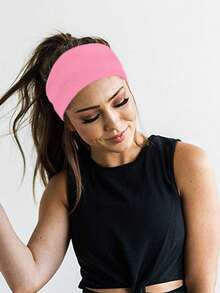 1pc Soft Pink Striped Headband! Soft Knit, Non-Constrictive, Flattering Crown, Versatile For Commute, Workout, Daily Wear, Girly Style Women Bandana Fashion Hair Accessories Elegant Hair Bands - Multicolor - View 1