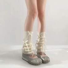 1双优雅芭蕾舞风格蕾丝流苏女士长筒袜，带蝴蝶结装饰 - 透气时尚，适合春夏穿着，涤纶混纺，可爱袜子，学院风JK绒面袜 - 彩色 - 查看 7