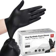 Schneider Vinyl Synthetic Exam Gloves, 4 Mil, Latex Free Disposable Gloves For Medical, Cooking, Cleaning, And Food Prep Christmas Decor, Holiday Decor,  Christmas Tree Ornaments,  Winter Holiday Decor, Christmas Gifts,New Year Gifts,New Year Decorations - 09 黑色(小號 50) - 查看 2