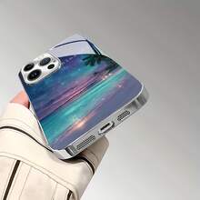 Cielo nocturno sobre la playa, sereno y bendecido. Esta elegante funda es compatible con los modelos  17, 16, 15, 14 Pro Max, 13, 12, 11, XR y XS Plus. Fabricada en silicona TPU, ofrece protección contra golpes y caídas, además de una sensación superior. Es un regalo ideal para familiares, amigos y seres queridos, y una opción perfecta para Año Nuevo. - Plateado - Ver 2