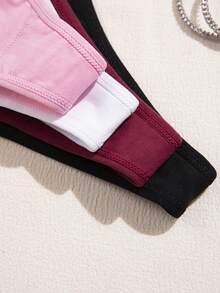 4pcs Lace Patchwork Women's Cotton Low-Rise Thong Panties - Multicolor - View 7