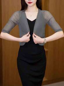 1件白色披肩罩衫，轻薄网纱披肩，女士夏季无袖连衣裙罩衫 - 彩色 - 查看 14