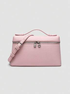 1pc Solid Color Litchi Grain PU Square Shoulder Bag, Small Handbag For Women, Suitable For Daily Fashion Matching, Outings, Shopping,  Pink, Clean Girl Aesthetic