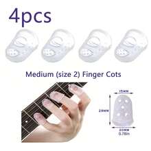 Silicone Guitar Finger Picks - Suitable For Beginners, Comfortable And Protective Picks For Guitar Practice, Guitar Accessories, Guitar & Guqin Finger Protectors, Finger Sleeves For Beginner Guitar Practice, Plectrum Finger Protectors - Transparent White - View 8