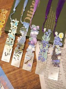 1pc Vintage Oil Painting Style Metal Bookmark, Classic Oil Painting Bookmark Series, Diary/Book Clip Accessory, Essential For Back To School Season - Multicolor - View 4