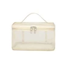 Portable Zippered Mesh Travel Toiletry Bag - Large Capacity Cosmetic Makeup Bag For Daily & Outing Storage - Màu be - Xem 6