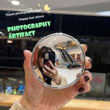 Round Wall-Mounted Decorative Corner Mirror - Full Length Horizontal Wall-Mounted Mirror, Plastic Frame, No Power Required | Home Decor Accessory, Portable Mirror, Suitable For Living Room, Bedroom, Hallway, Bathroom, Dressing Room, Room Decoration.