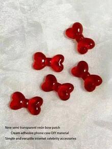 10个/包，约16.5克，包含全新半透明树脂心形贴纸、乳胶手机壳DIY材料、V形简约配件，可用于制作耳环、手链、项链、戒指和发夹等装饰品。 - 紅色 - 查看 10