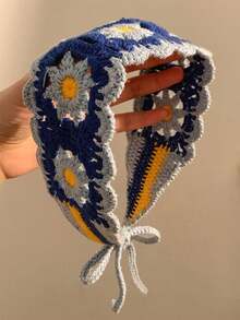 Colorful Handmade Crochet Wide Headband For Women, Retro Countryside Style Hair Wrap, Hollow Knitted Long Scarf Headband, Sweet Cute Hair Tie For Spring, Suitable For Photo Shooting, Outings, Ins Sweet Style Handmade Crochet Headband For Women, Unique Countryside Style Hair Wrap Workout Hair Band Running Hair Accessories Yoga Head Scarf Sport Sweatband - Multicolor - View 23