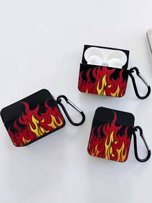 Y2K 复古火焰街头风蓝牙耳机保护套，防震带登山扣，复古美学日常配饰，兼容 第二代、Pro 3，保护套，快速发货 - 黑色 - 查看 2