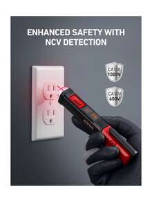 Probador de voltaje, Comprobador Eléctrico Sin Contacto, Rango Dual CA 12 V/70 V-1000 V, Detector de Puntos de Ruptura de Cables, Alarma Sonora, Pantalla LCD de Porcentaje,38264005 - Multicolor - Ver 5