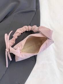 1pc Solid Color Corduroy Material Zipper Closure Fashionable Shoulder Handbag - Watermelon Pink - View 7