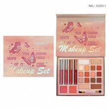 Paleta de maquillaje con sombra de ojos, iluminador, rubor y brillo de labios con diseño de mariposa de dibujos animados y perlas y acabado mate en múltiples colores - 3311 - Ver 6