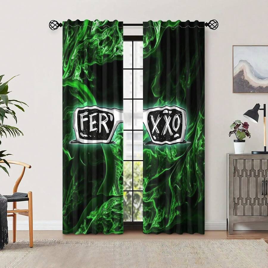 Fairkol Singer Pattern Curtains - Unique Decorative Design That Adds Personality And Style To Any Room. - trắng - Xem 1