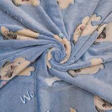 1pc Soft, Lightweight & Warm Flannel Glow-In-The-Dark Dog Pattern Blanket, Suitable For All Seasons, Great For Sofa, Bed, Office Nap, Dates, Holidays Gift - Blue - View 4