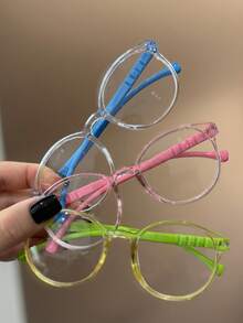 3副儿童防蓝光时尚平光几何框多功能近视眼镜，简约时尚防紫外线休闲眼镜，适合男孩女孩日常佩戴、返校季、假期、万圣节派对、摄影道具等场合。 - 無色 - 查看 2