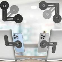 1pc Adjustable Aluminum Laptop Stand With Magnetic Phone Holder - Ultra Thin Foldable Side Clip, Compatible With IPhone And All Phones, Portable Computer Extension Stand - Multicolor - View 3