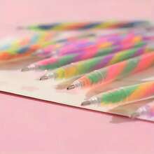 1支彩虹高光荧光粉色闪光多色渐变螺旋笔，适用于日记、DIY绘画、学生批改作业、手工彩笔 - 彩色 - 查看 6