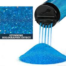 80g/2.85oz Holographic Ultra Fine Glitter, 1/128" Resin Glitter Sequins, Suitable For Tumblers, Resin Crafts, Slime, Nail Art, Holiday Decorations, Christmas Ornaments - Màu xanh hải quân - Xem 2