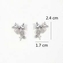 水鑽蝴蝶結裝飾耳釘 - 彩色 - 查看 5