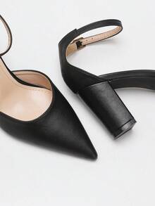 Women's Closed Toe Chunky Heel Sandals, French Style Hollow Out Closed Toe Pumps, Suitable For Commute, Daily Wear, Dresses, Pants, Weddings, Business Formal Occasions - Black - View 7