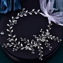 1pc Elegant Glass Headband, Suitable For Party, Wedding, Bride, And All Seasons - Silver - View 2