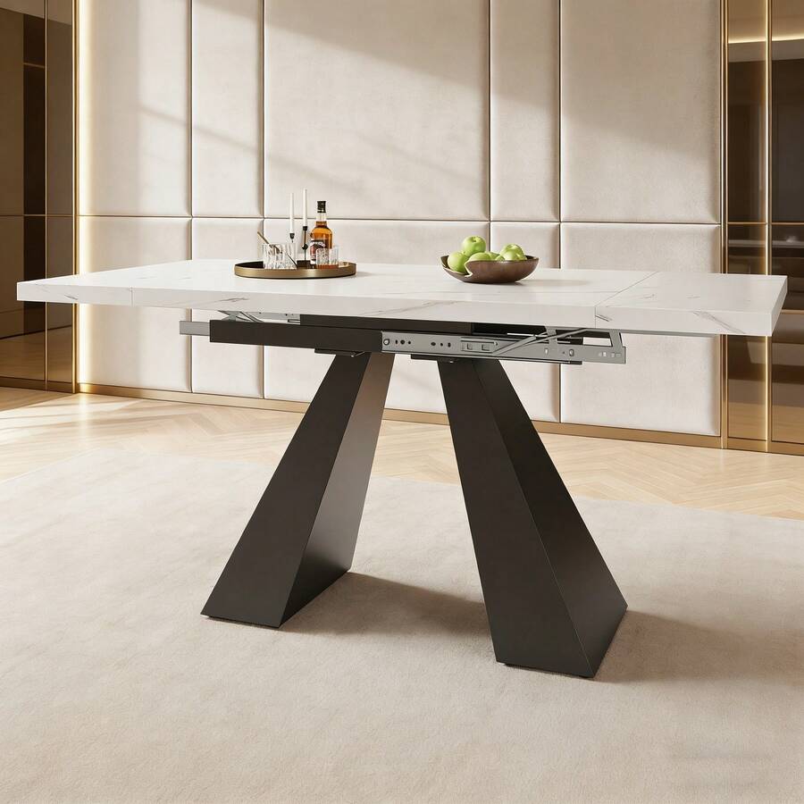 Matbord - Vit + MDF + Metall-1 - Visa 1