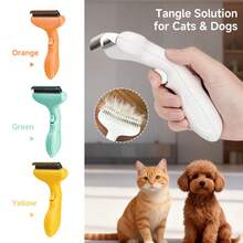 Stainless Steel Dog Deshedding Brush - Floating Grooming Brush, Designed For Long-Haired Breeds, One-Click Tangle-Free, Ergonomic Handle, Battery-Free Pet Grooming Essential, Pet Grooming Tool, Dog Deshedding Brush, Double-Layer Dog Brush, Fashionable Design, Rust-Resistant Material, Sturdy Construction, Suitable For All Dog Breeds - Green - View 7