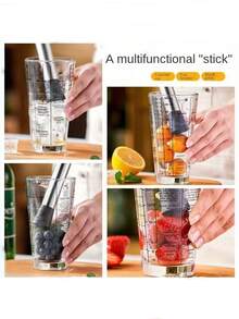 1个不锈钢捣棒，水果粉碎器，饮料搅拌器，鸡尾酒捣棒，奶茶柠檬粉碎器，新款304不锈钢碎冰器，鸡尾酒捣棒，奶茶柠檬粉碎器，酒吧工具 - 彩色 - 查看 5