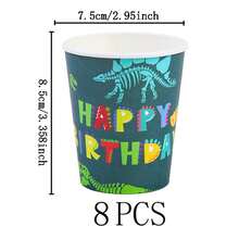 Dinosaur Happy Birthday Disposable Tableware Set, 7/9 Inch Party Plates, Disposable Paper Plates And Cups, Suitable For Holidays, Weddings, Engagements, Birthdays, Parties, Celebrations, Wedding Party Supplies - Multicolor - View 7
