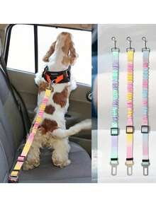 1条全新可伸缩弹性宠物车载牵引绳，安全牵引带，猫狗外出必备用品 - 彩色 - 查看 5